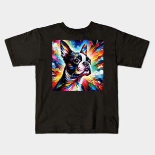 Boston Terrier Acrylic Artwork Kids T-Shirt